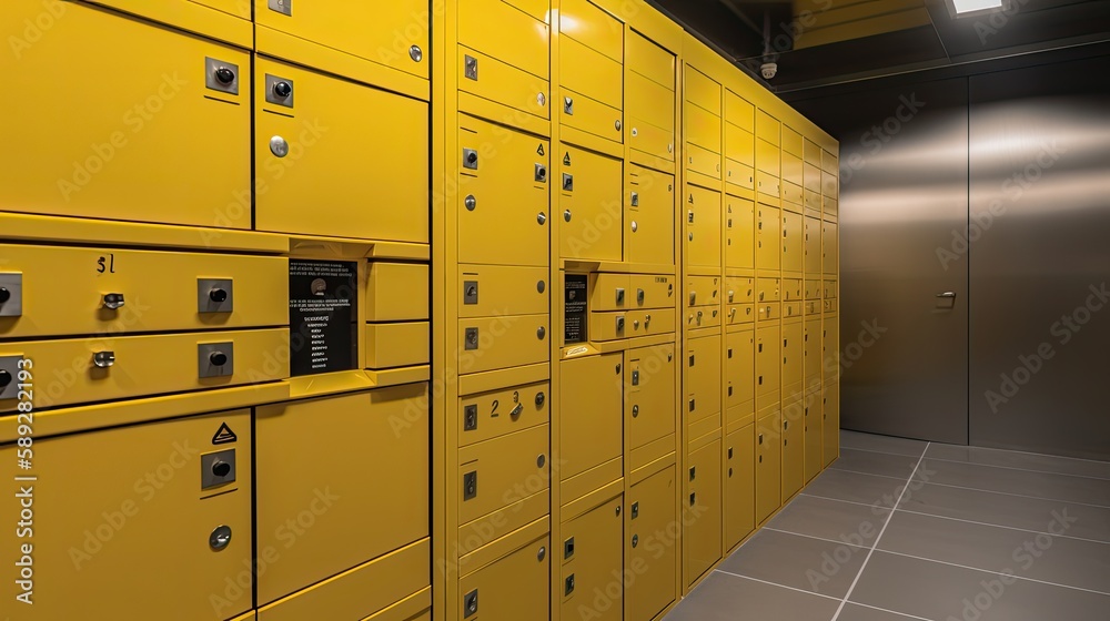 Parcel in locker of automated postal box, generative ai Parcel in locker of automated postal box, generative ai