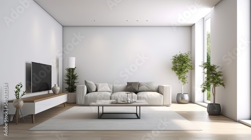 Modern living room interior isolated on white background  generative ai