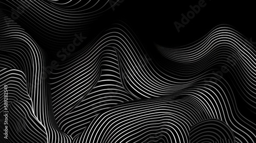 Trippy flat lines  digital background  minimalist  black and white colors  generative ai