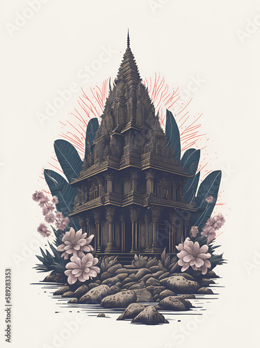 A Hindu Temple cartoon. AI generated illustration