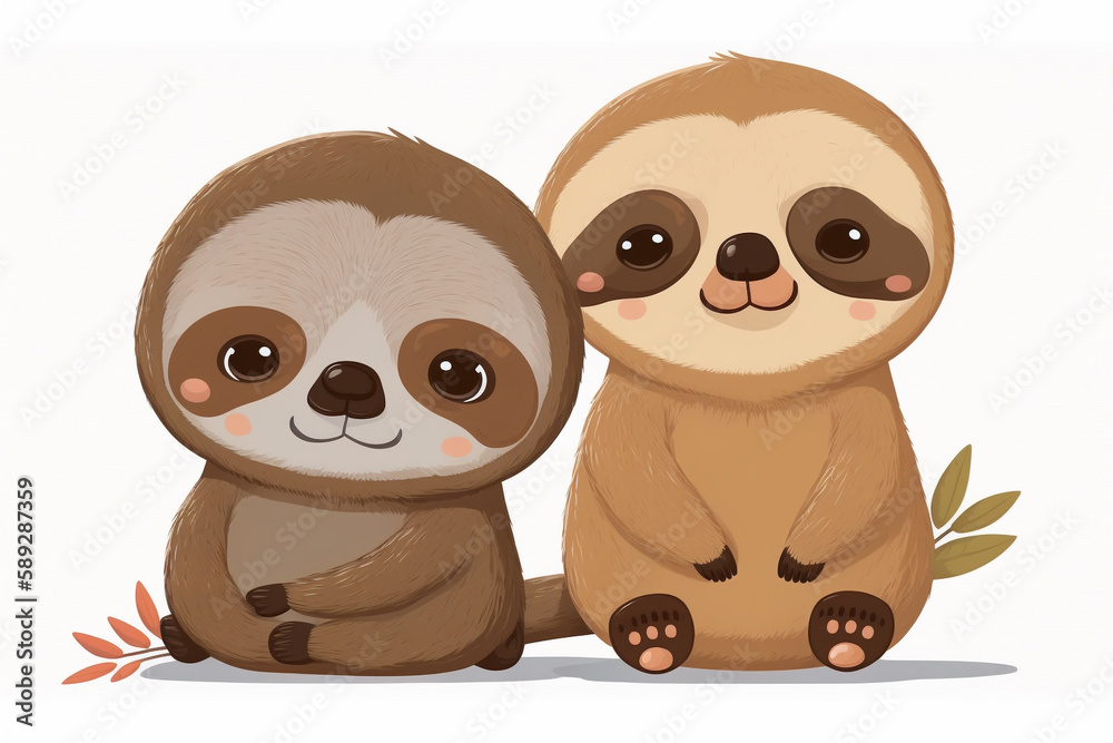 Obraz premium Generative ai of cute sloths. 