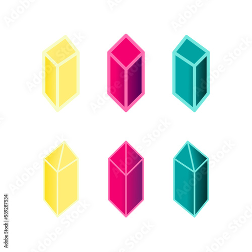 Simple Geometric Crystal Gems Vector Icons