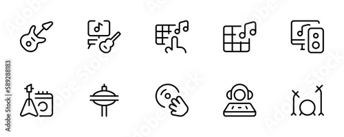 Modern related music icons Editable Stroke. Line, Solid, Flat Line, and Suitable for Web Page, Mobile App, UI, UX design.