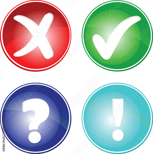 Tick ,Wrong ,Question ,Exclamation mark  - vector - illustration [Converted]