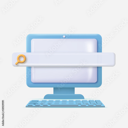 Realistic 3d search bar template for website in computer. Vector