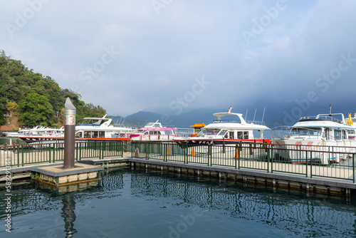 Pier dock in the sun moon lake at Taiwan © leungchopan