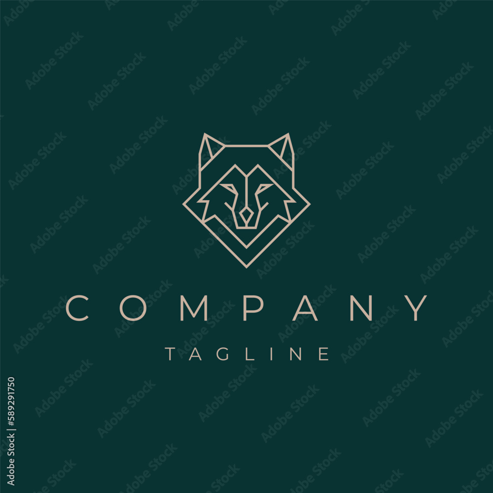 Wolf head linear geometric icon logo design vector template Wolf head linear geometric icon logo design vector template