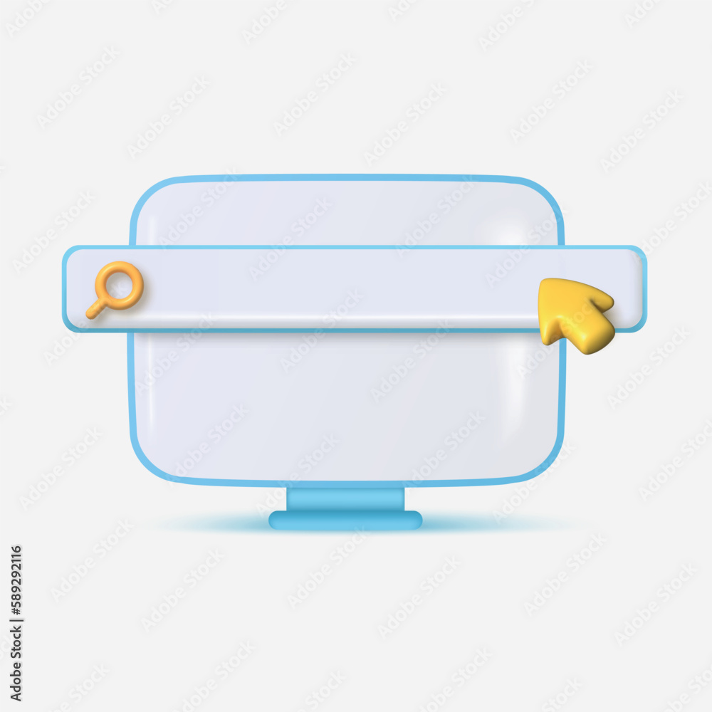 Realistic 3d search bar template for website in computer. Vector