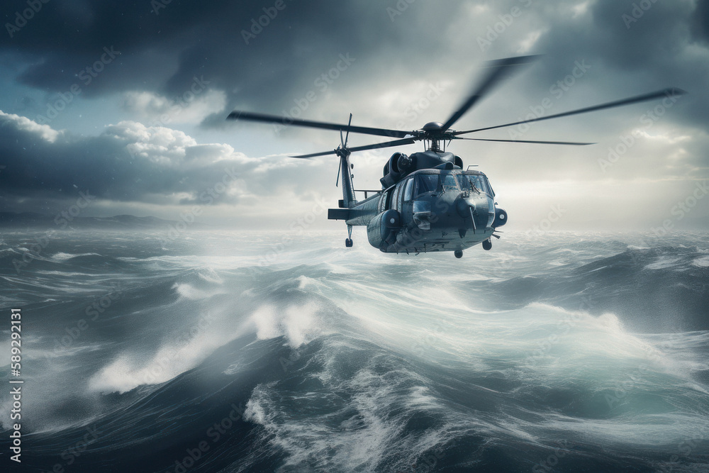 Navy Helicopter in the Middle of the Ocean Navy Helicopter in the Middle of the Ocean