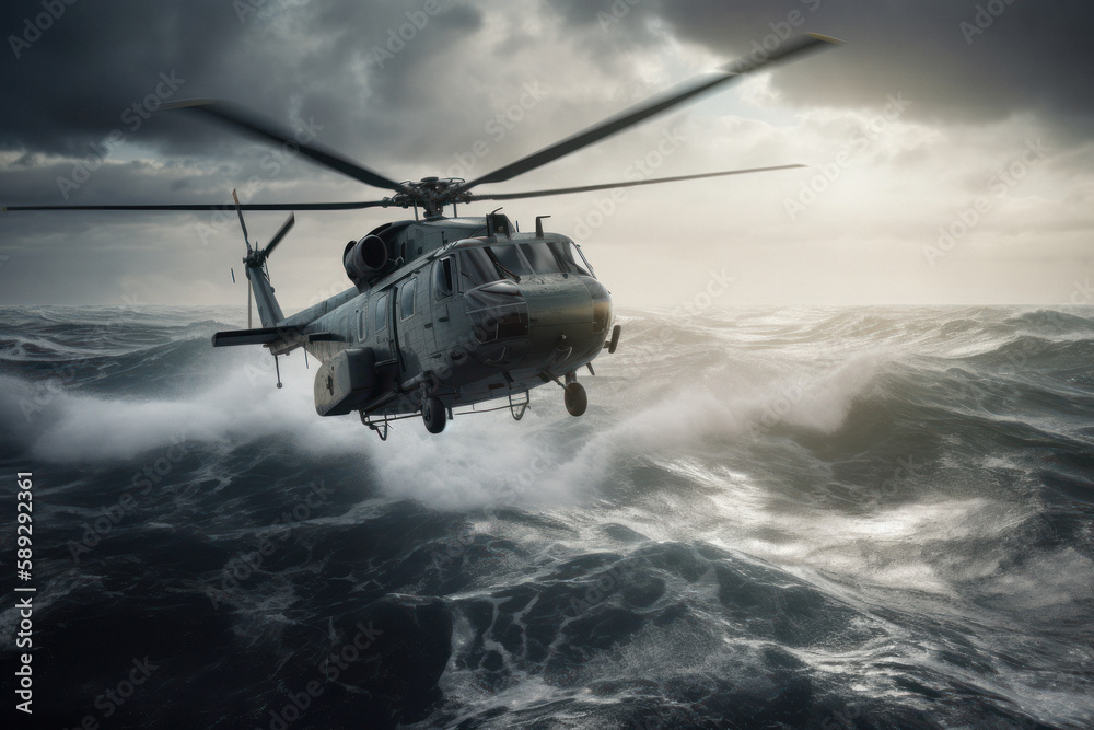 Navy Helicopter in the Middle of the Ocean Navy Helicopter in the Middle of the Ocean