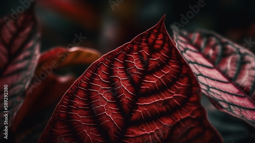 Red leaf close up. Generative ai