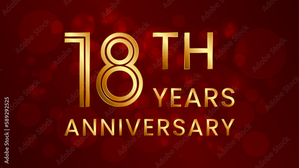 18 year anniversary celebration. Anniversary logo design with double line concept. Logo Vector Template Illustration