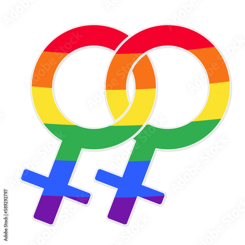 Lesbian symbol in rainbow colors vector illustration