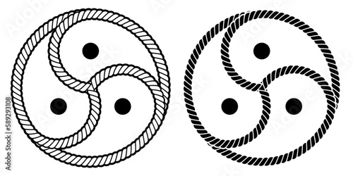 Triskelion BDSM Dominant Top Master Mistress Owner emblem with a rope around vector clip art