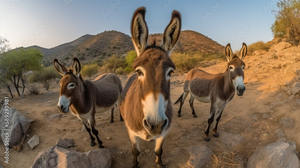 Donkeys staring at camera Donkeys staring at camera