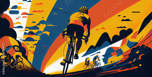 Cyclists Peloton TdF France Abstract background with copy space. Generative ai illustration. 