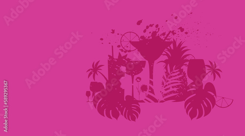 sfondo bicchieri da cocktail, aperitivo, beach club, concetto di festa in spiaggia, grafica bar	
