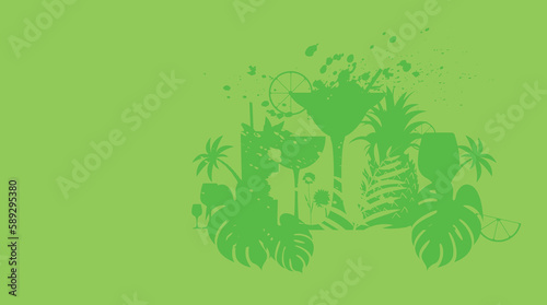 sfondo bicchieri da cocktail, aperitivo, beach club, concetto di festa in spiaggia, grafica bar	