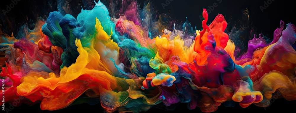 Attractive wallpaper, colorfull splash paint, beautiful liquid texture, bright vivid colors, generative AI  - obrazy, fototapety, plakaty 