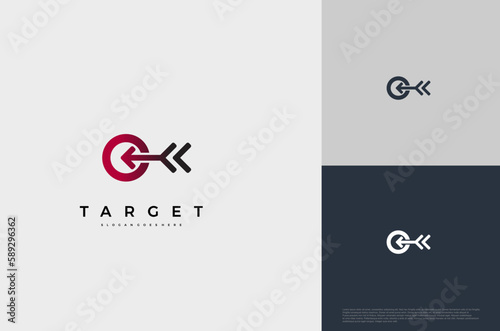 Simple arrow center target poin logo concept. Vector Illustration