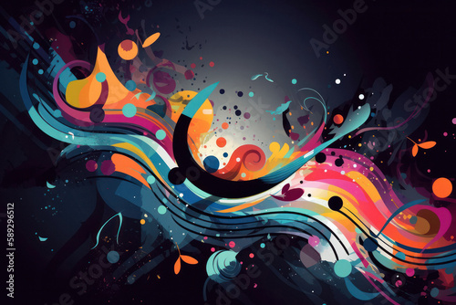 Colorful Illustration of Sound-Inspired Creative Music Background © Georg Lösch