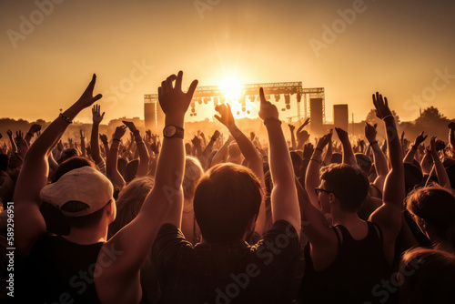 Exciting Image of Crowd Enjoying Summer Music Festival