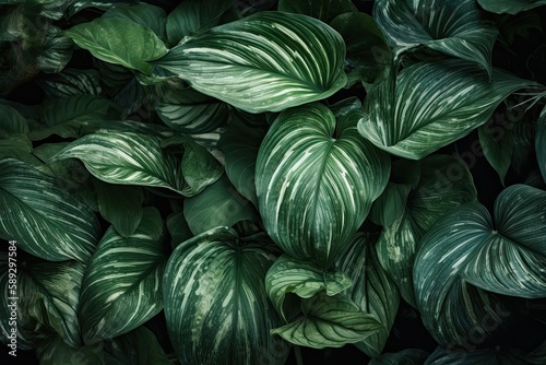 Verdant leaves mingling with white foliage, creating texture abundant backdrops. Generative AI
