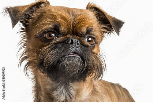 Adorable Brussels Griffon Dog on White Background - Perfect Pet for Small Spaces