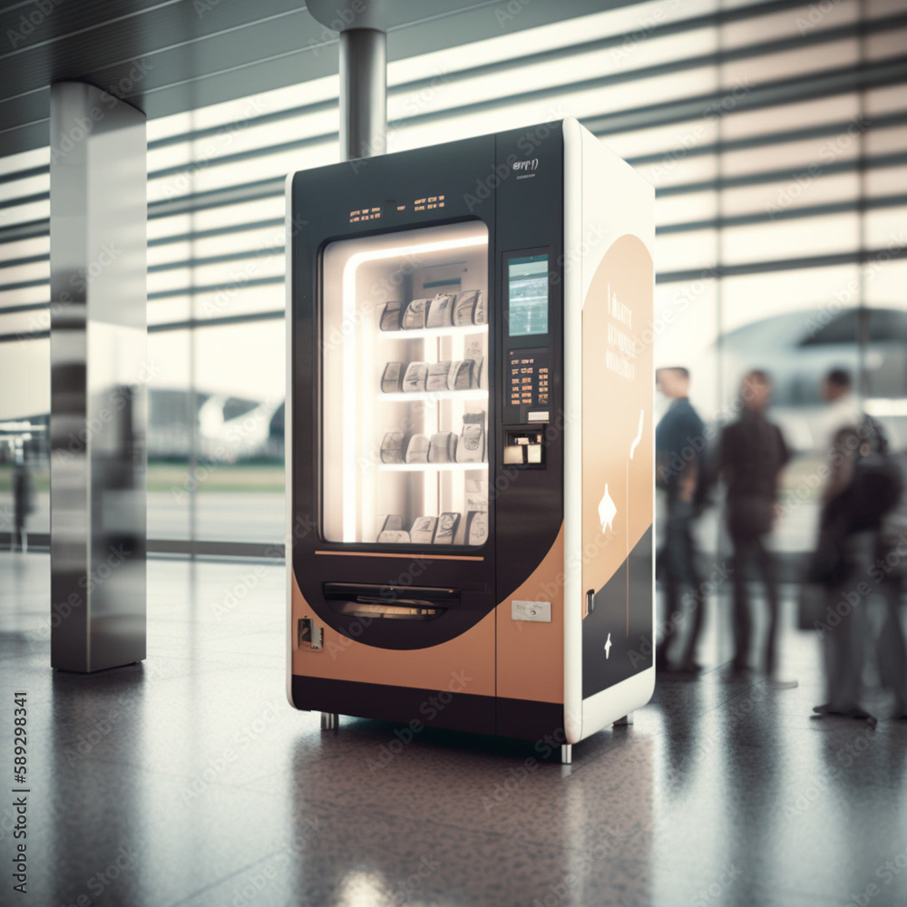 Vending machine at an airport. Generative AI.