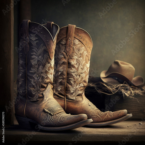 Cowboy boots. Generative AI.