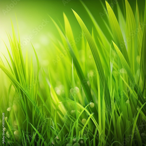 Green grass background. Generative AI.