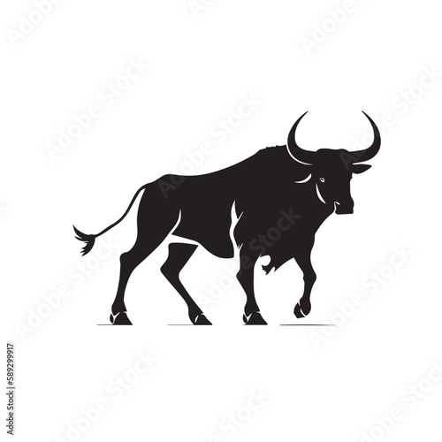 Bull vector image on a white background. Vector illustration silhouette svg.