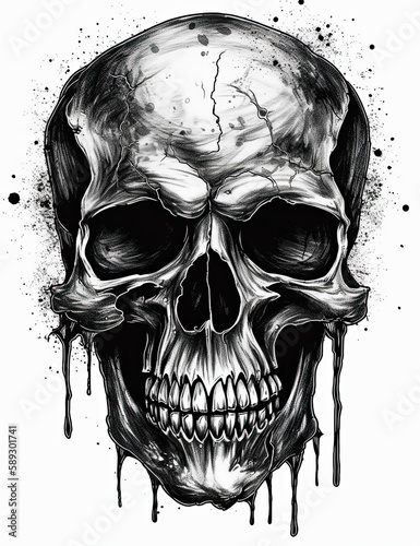 Skull logo illustration graphical resource for logo design, shirts and more. Generative AI