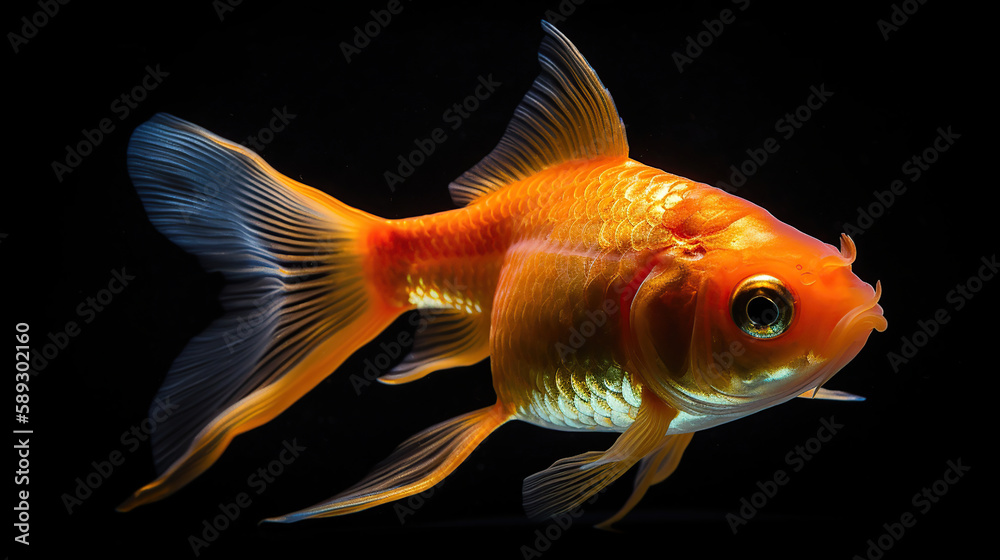 Gold Fish Isolated on Black Background. Generative Ai Gold Fish Isolated on Black Background. Generative Ai
