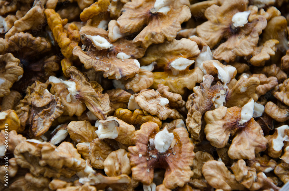 Many walnuts in the bowl