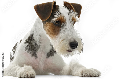 Playful and Energetic Fox Terrier on White Background
