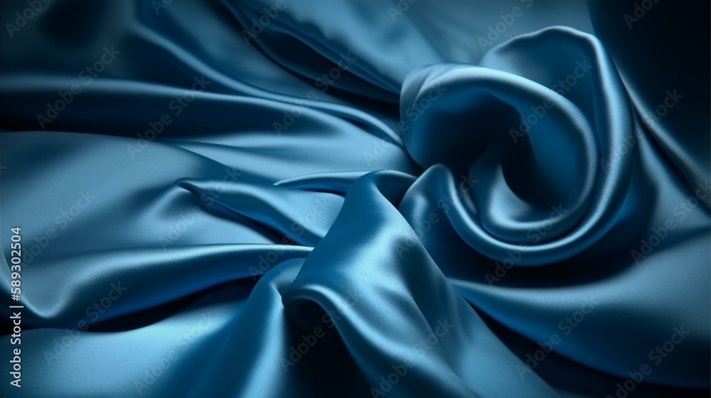 Generate a description of a beautiful, winding satin silk fabric in ...