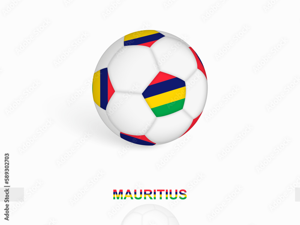 Obraz premium Soccer ball with the Mauritius flag, football sport equipment.