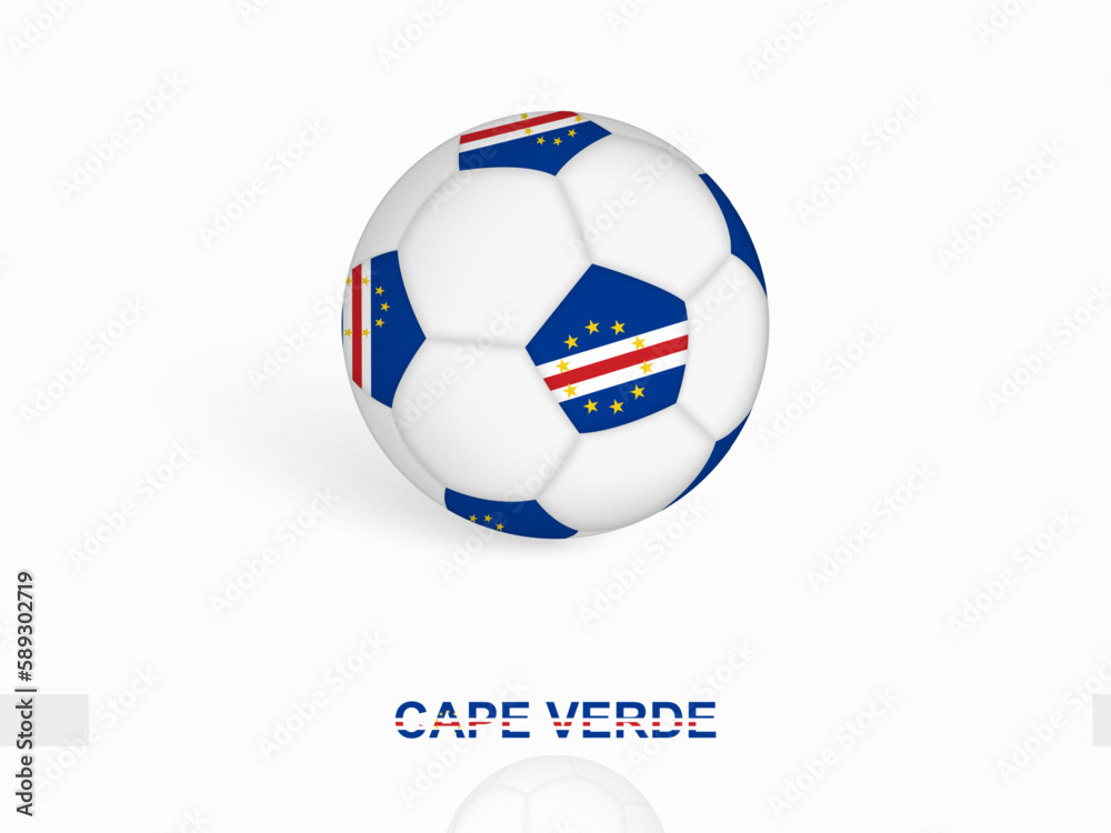 Soccer ball with the Cape Verde flag, football sport equipment.