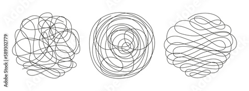 Confused messed up thoughtsicon set. Vector illustration for therapist practice, healing, mental treatment
