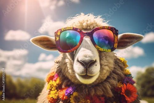 Funny Sheep Wearing Sunglasses