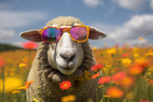 Funny Sheep Wearing Sunglasses