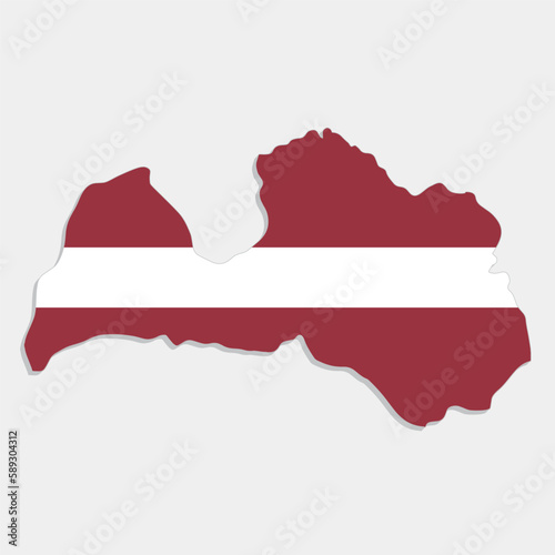latvia map with flag on gray background