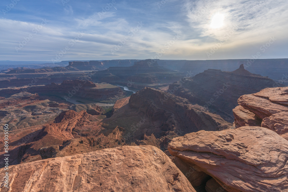 sunset at dead horse point in dead horse point state park, utah, usa