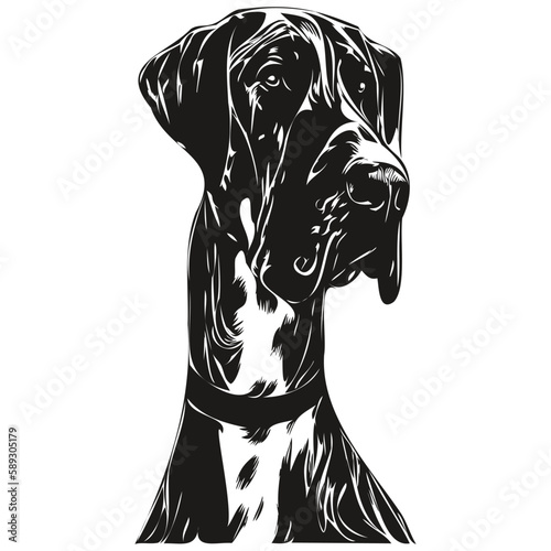 Great Dane dog line art hand drawing vector logo black and white pets illustration