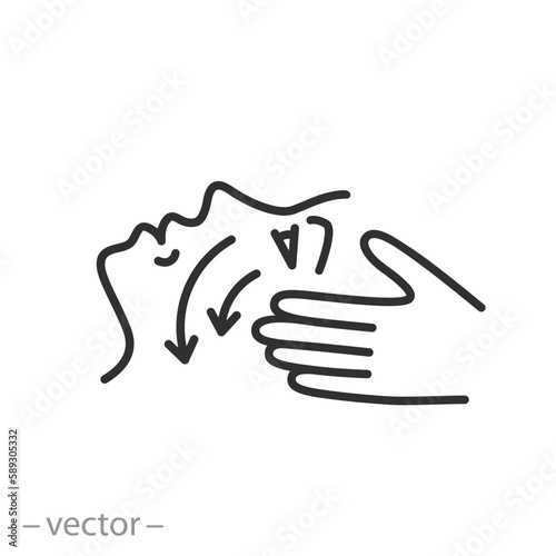 face massage icon, skin cosmetology for spa salon, care treatments, thin line symbol on white background - editable stroke vector illustration eps10