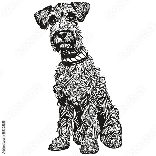 Miniature Schnauzer dog line art hand drawing vector logo black and white pets illustration