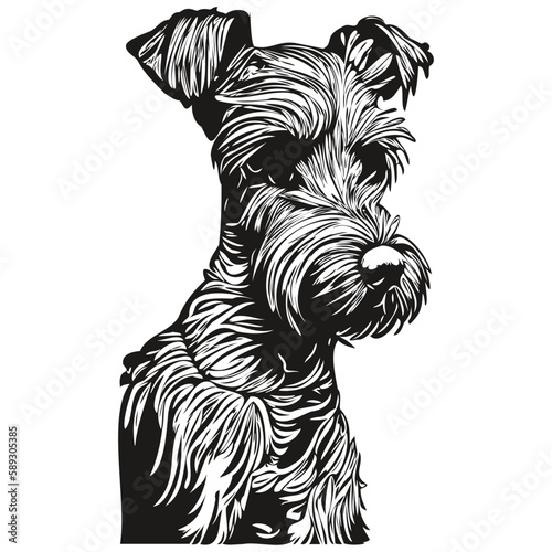 Miniature Schnauzer dog logo hand drawn line art vector drawing black and white pets illustration