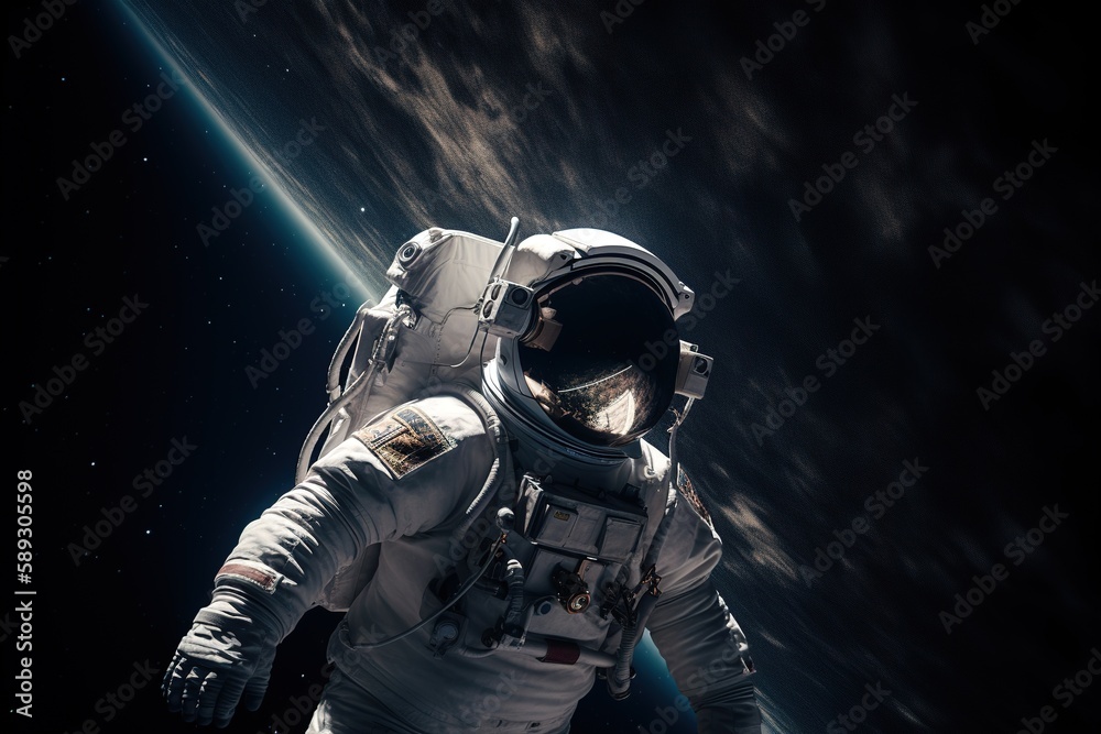 Astronaut floating in the space with planet earth as background. Generative AI