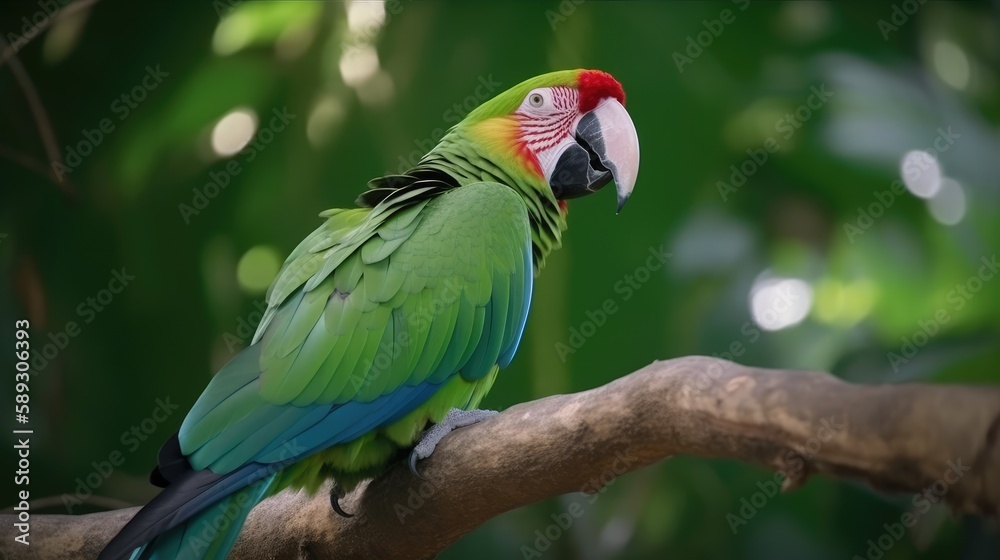 Parrot in a forest, Generative AI